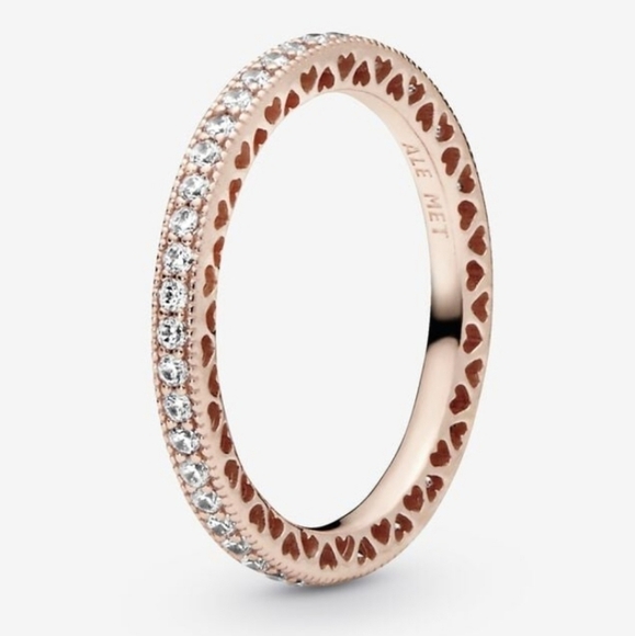 Authentic Pandora Sparkle & Hearts Ring - Picture 1 of 4